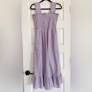 Eliza J Lavender Gingham Cottagecore Milk Maid Midi Dress